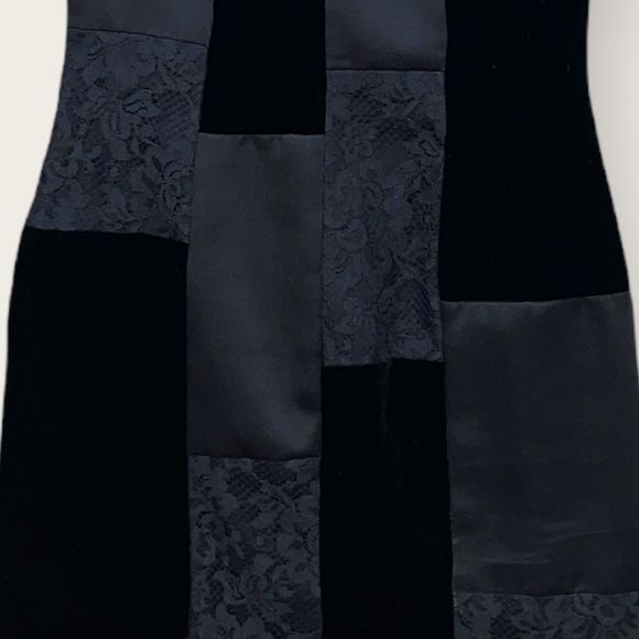 NWT A.B.S. Evening by Allen Schwartz strapless black lace velvet dress size 2 - Picture 7 of 9